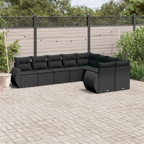 Non Communiqué Noir Salon De Jardin Modulable Vidaxl Resine Tressee 9 Pieces 62 X 62 X 69 Cm 9 Personnes