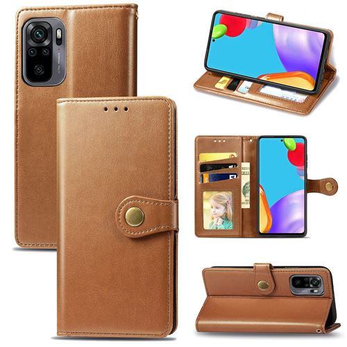 MPFRANCE Housse pour Xiaomi Redmi Note 10 4G Marron [Porte Carte, etui portefeuille, boucle]