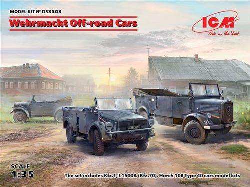 Wehrmacht Off-road Cars (kfz1,horch 108 Typ 40, L1500a)- 1:35e - Icm