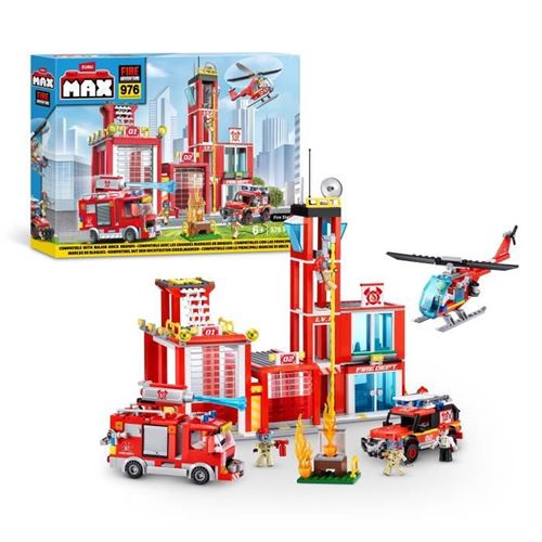 Set De Briques Max Zuru Max Adventure Fire Station 976 Pièces Véhicules