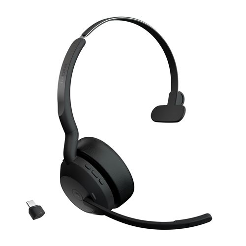 Non Communiqué Noir Jabra Evolve2 55 Ms Mono - Micro-Casque - Sur-Oreille - Bluetooth - Sans Fil - Suppresseur De Bruit Actif - Usb-C - Certifié Pour Microsoft Teams