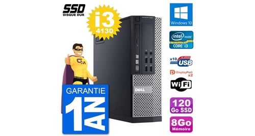 Pc dell optiplex 9020 sff intel core i3-4130 ram 8go ssd 120go windows 10 wifi