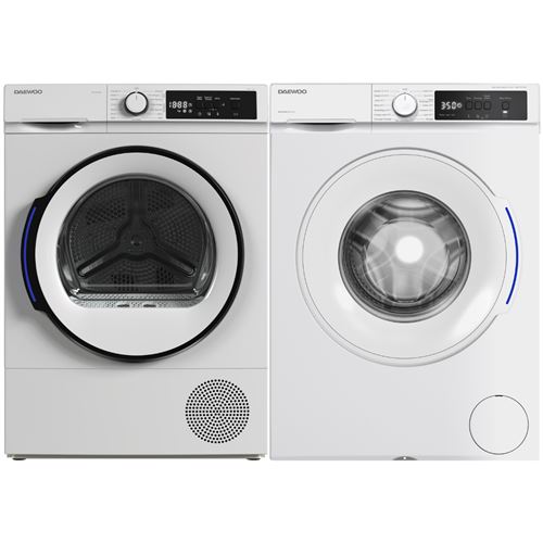 PACK Lave-linge Hublot 8kg 1400trs/min + S&egrave;che-linge Pompe &agrave; Chaleur 8kg