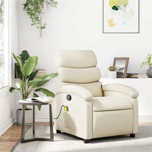 VIDAXL - Fauteuil de relaxation - Fauteuil de massage - Crème - Image 2