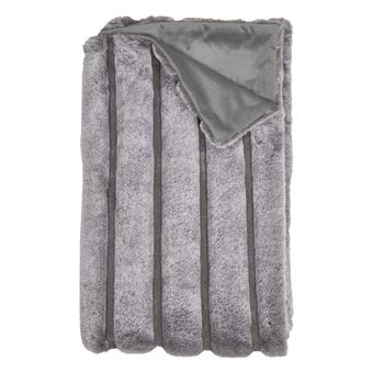 Plaid Ultra Doux 120x150cm Texturé Imitation Fourrure Gris - LORIS - ALTOBUY - 1