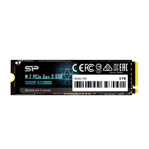 Non Communiqué A60 Ssd Interne Silicon Power Sp512gbp34a60m28 512Go M.2 2 200Mo/S Pcie Gen3x4 Noir