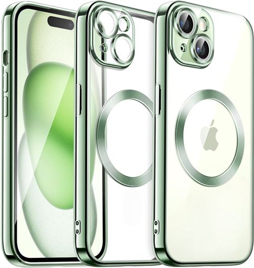 Coque Silicone Pour iPhone 15 Plus Couleur Vert Compatible Magsafe Little Boutik®