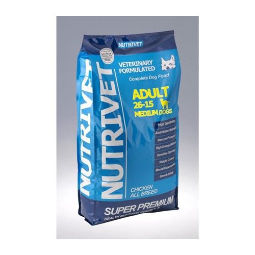 NUTRIVET Super Premium Croquettes chien adulte 26/15 race moyen 0% ble - 15 kg