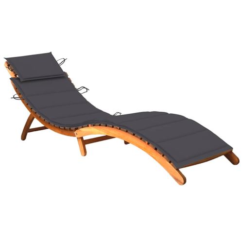 Non Communiqué Chaise Longue De Jardin Avec Coussin Bois D Acacia Solide