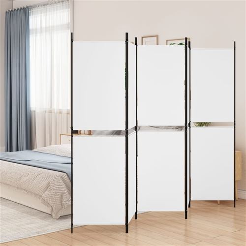 vidaXL Cloison de séparation 5 panneaux Blanc 250x180 cm Tissu