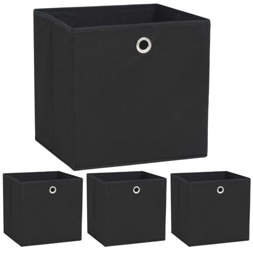 Boîte de rangement 4 pcs Tissu non tissé 32x32x32 cm Noir