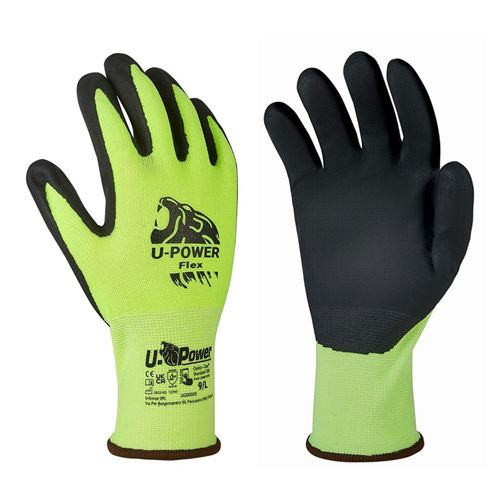 Paire de gants de travail, protection haute visibilité enduit nitrile de 9 - U-power