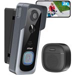 ieGeek 2K Sonnette sans Fil avec Camera avec Support d'angle De Sonnette Réglable, Sonnette Vidéo Gris aucuns Frais Mensuels, Détection De Mouvement PIR, Changeur De Voix, WiFi 2,4G