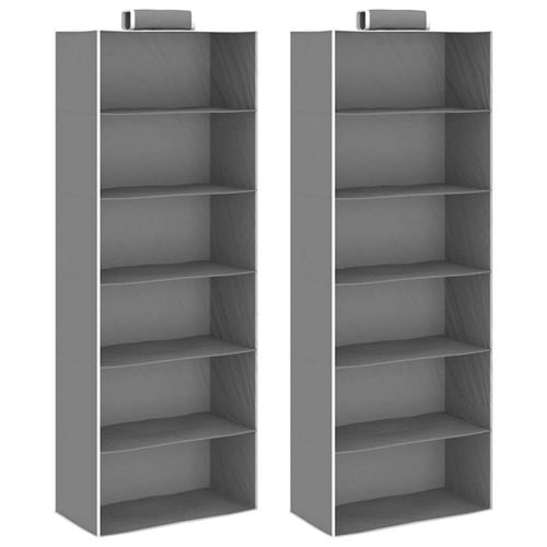 vidaXL Étagères suspendues de rangement 2 pcs 6 niveaux Tissu