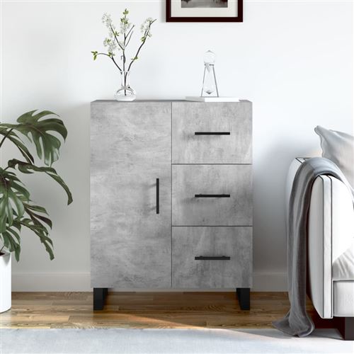 vidaXL - Buffet de Rangement - Design Moderne - 3 Tiroirs et 2 Compartiments - Gris - Image 3