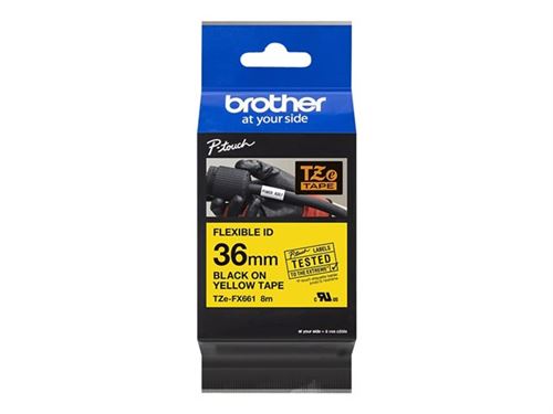 Brother TZe-FX661 - Noir sur jaune - Rouleau (3,6 cm x 8 m) 1 cassette(s) ruban flexible - pour P-Touch PT-3600, 530, 550, 9200, 9400, 9500, 9600, 9700, 9800, D800, E800, P900, P950