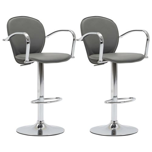 vidaXL Tabourets de bar avec accoudoir 2 pcs Gris Similicuir