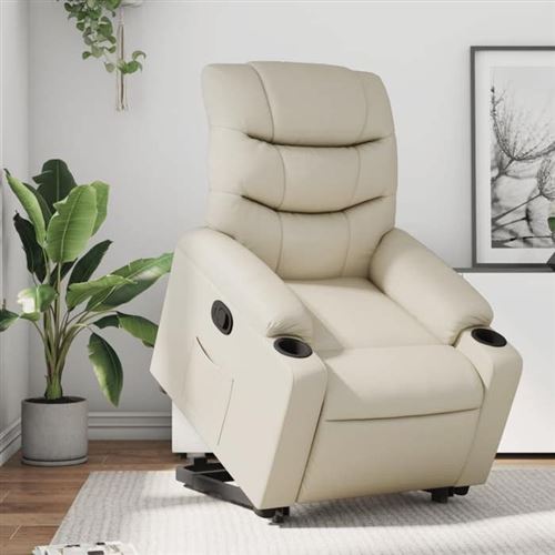 Non Communiqué Beige Vidaxl Fauteuil De Relaxation Inclinable Similicuir Crème