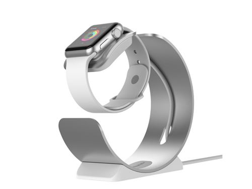 Socle aluminium cylindrique pour Apple watch en acier