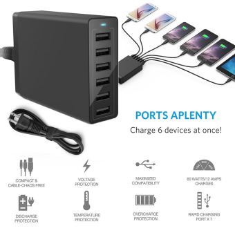 10€04 sur Station de bureau Hub Voyage USB à plusieurs Port 12A 60W Chargeur  de charge rapide - Chargeur pour téléphone mobile - Achat & prix