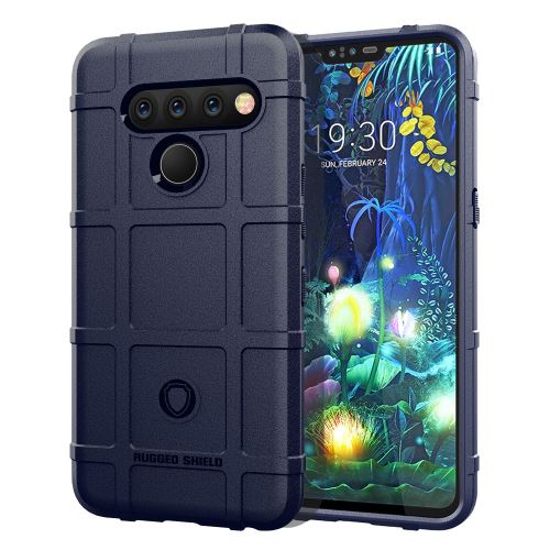 Coque en TPU grille carrée de blindage bleu foncé pour votre LG V50 ThinQ 5G