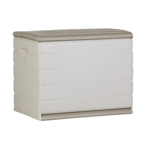PLASTIKEN Coffre de Rangement Plastique 260L Intérieur/Extérieur Fonctionnel et Esthétique Cadenassable avec Roulettes Beige