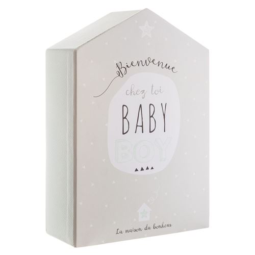 Coffret De Naissance Maison - 21 X 30 Cm - Gris Et Vert