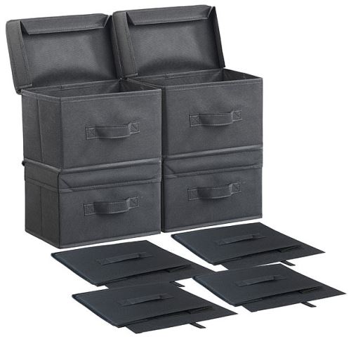 Lot de 4 boîtes de rangement pliables avec couvercles, 25 x 15 x 15 cm