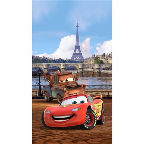 Voilage taille L Cars Flash Mc Queen et Martin à Paris de Disney 140CM X 245CM