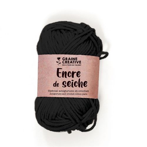 Fil de coton spécial crochet et amigurumi 55 m - noir - Graine Créative