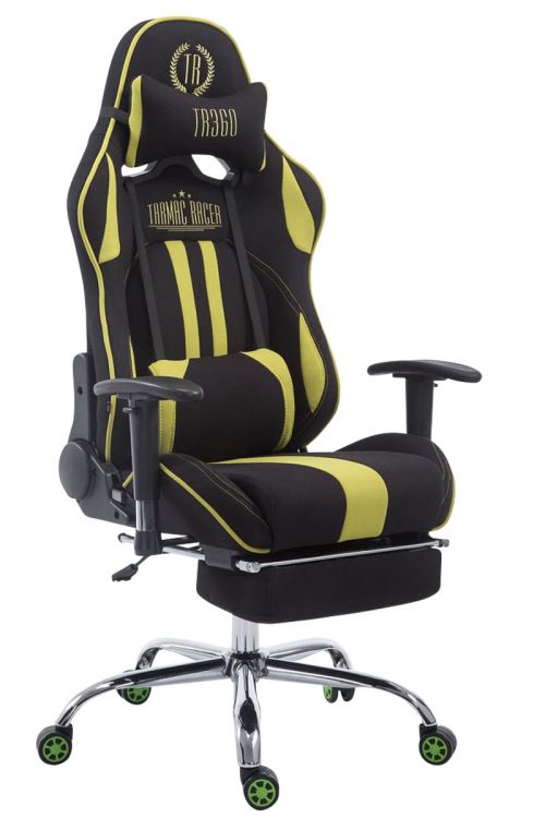 Fauteuil de bureau racing Limit tissu avec ou sans repose-pieds , Noir / Vert/avec repose-pieds