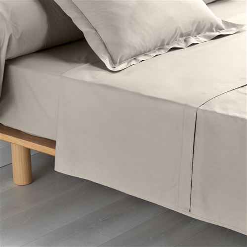 Drap plat 2 personnes 240 x 300 cm percale uni 78 fils percae +p. bourdon Lin