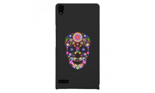 Coque rigide pour Huawei Ascend P6 avec impression Motifs crâne en fleurs