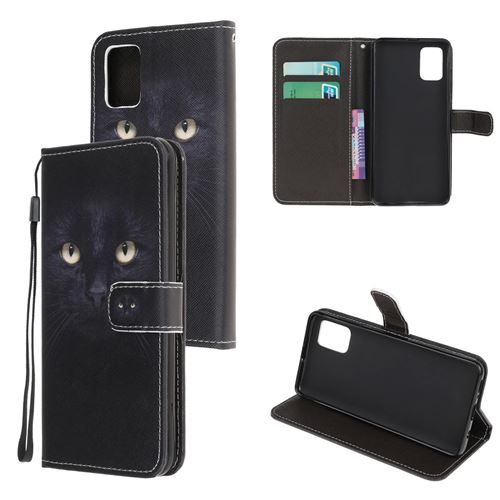 Etui en PU motifs croix texture avec sangle yeux de chat pour votre Samsung Galaxy A51 SM-A515