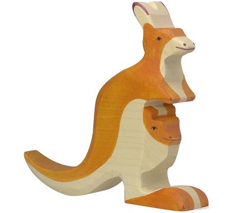 Holztiger Ivoire Figurine En Bois Kangourou
