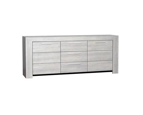 Buffet bahut couleur chêne gris 3 portes contemporain SANDRA