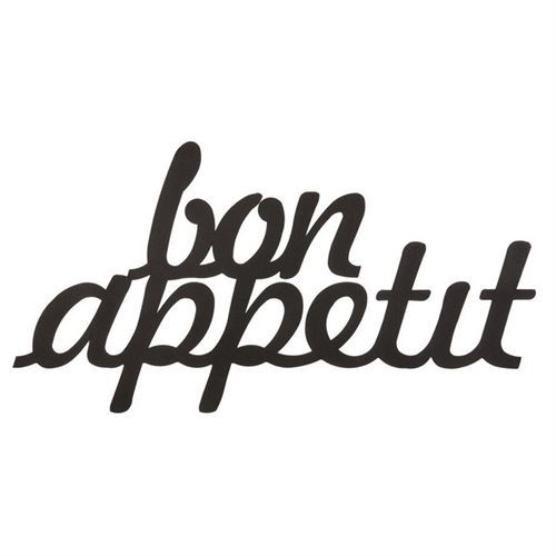 HOMEMANIA Décoration Murale Bon Appétit - Art Mural - pour Séjour, Cuisine - Noir en Acier, 50 x 0,15 x 30 cm