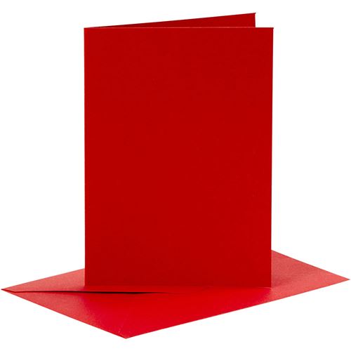 Creotime lot de 6 cartes et enveloppes vierges 10,5x15 cm rouge
