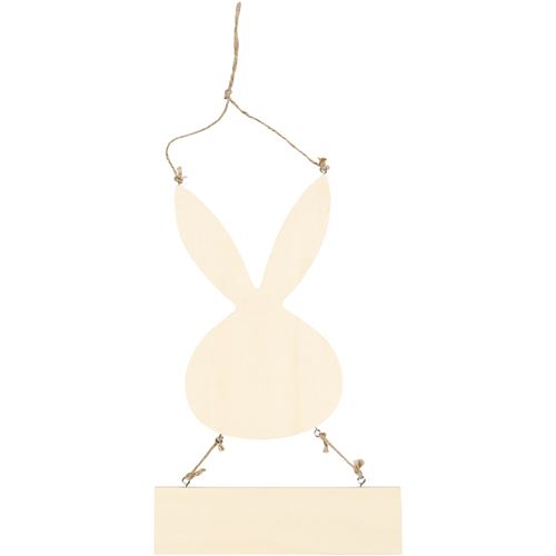 Creotime lapin en bois avec plaque 19 x 30 cm