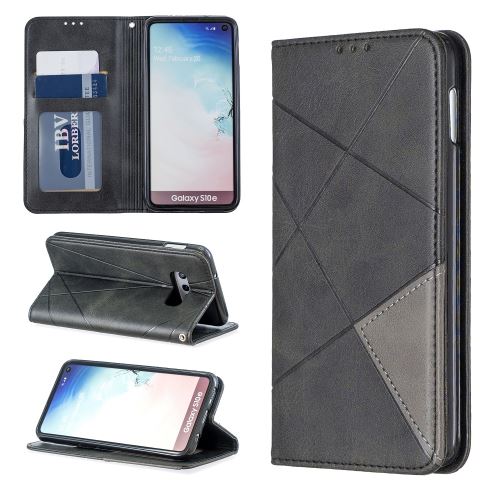 Etui en PU peau géométrique avec support et porte-cartes noir pour votre Samsung Galaxy S10e