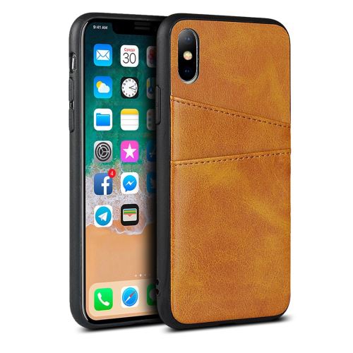 Coque en TPU + PU rigide marron pour votre Apple iPhone X/XS 5.8 pouces