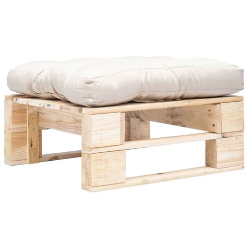 Vidaxl Sable Repose Pied Palette De Jardin Et Coussin Bois Naturel - Image 1