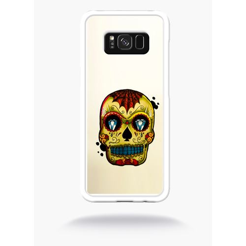 Coque Tete De Mort Art Diamant Compatible Samsung S8+ Bord Transparent