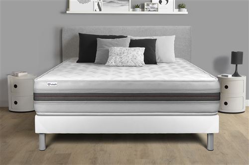 Ensemble Matelas Sommier 160x200 cm - Vitalmemo Back Blanc