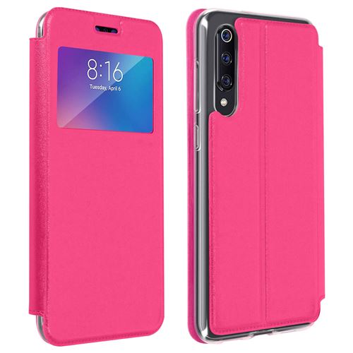 Housse pour Xiaomi Mi 9 SE avec Fenêtre Porte-carte Fonction Support rose