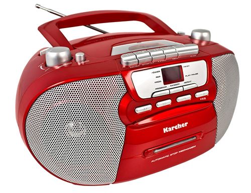Karcher RR 5040 Oberon tragbares CD-Radio (AM/FM-Radio, CD, Kassette, AUX-in, Netz/Batteriebetrieb) Rot