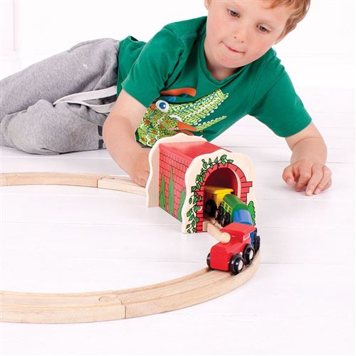Bigjigs Rail Tunnel En Briques Roses – Train En Bois, Compatible Avec Autres Marques, Jouet Éducatif Dès 3 Ans, Largeur 160 Mm !