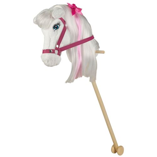 Barbie Tête de cheval jouet sur bâton Majesty avec son Blanc et rose