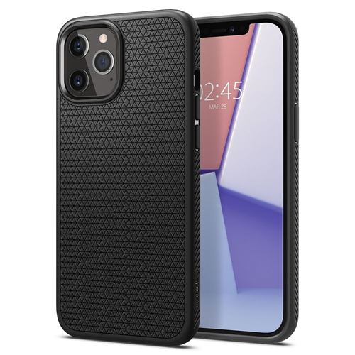 Spigen Liquid Air - Achterzijde behuizing voor mobiele telefoon - thermoplastic polyurethaan (TPU) - matzwart - 6.7 - voor Apple iPhone 12 Pro Max