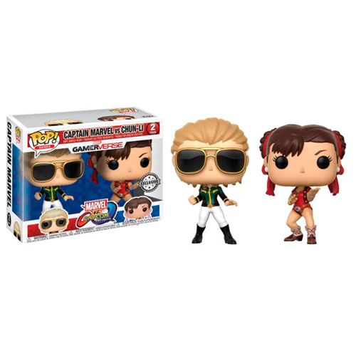 FUNKO - 2 Figurines Funko Marvel Vs Capcom - Captain Marvel Vs Chun Li Exclu Funko POP 10cm
